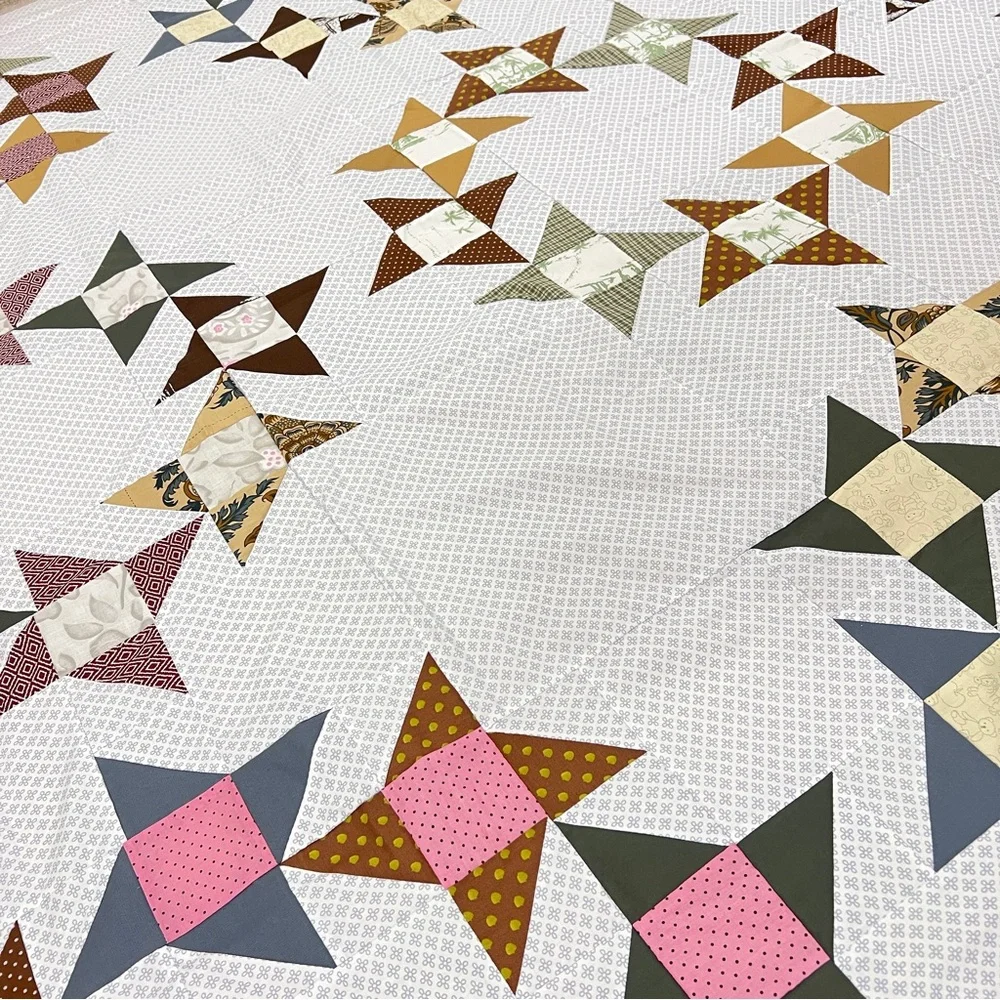 Friendship ring Sewing craft Patchwork Cotton Quilt Top/Topper,Queen size